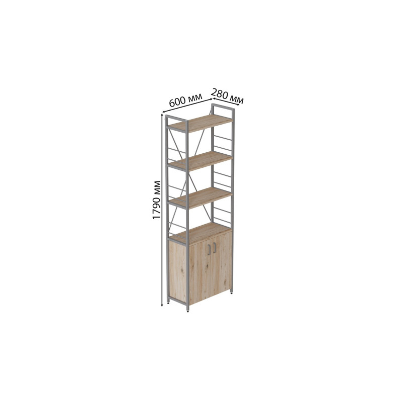 Етажерка 4/60 Ferrum-decor Серії Конект з тумбою 179x60x28 Сірий ДСП Сан-Марино (FRD-102478)
