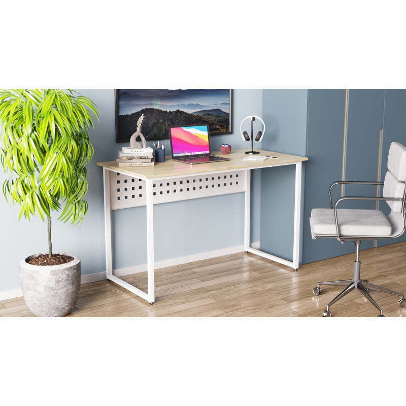 Письменный стол Ferrum-decor Майк 75x100x60 белый ДСП Дуб Сонома 16мм (FRD-101298)