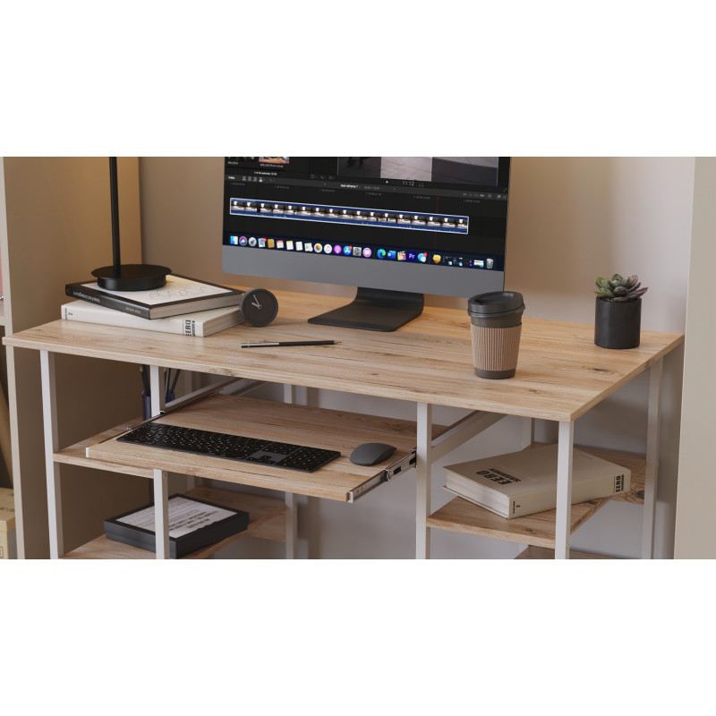 Компьютерный стол Ferrum-decor Тим 75x120x60 белый ДСП Дуб Сан-Марино 16мм (FRD-101358)