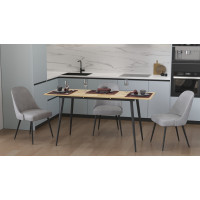 Стол кухонный раскладной Данди на конусных ногах Ferrum-decor 75x120 160)x60 Черный металл ДСП Дуб Артизан 16 мм (FRD-106776)