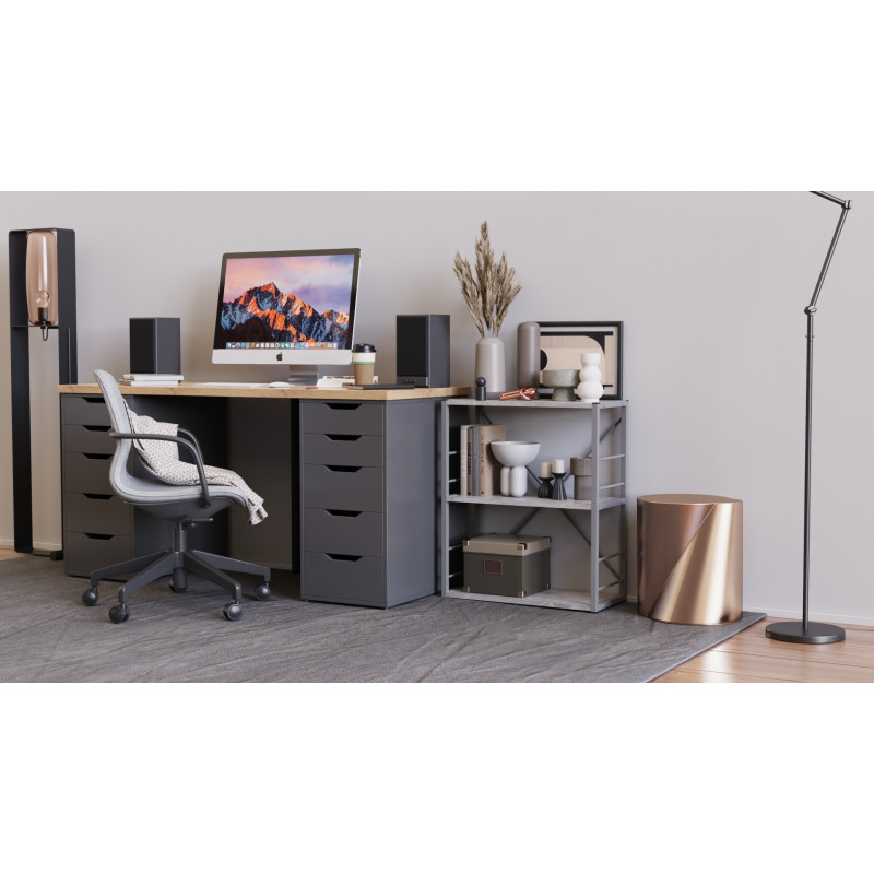Етажерка 3/60 Ferrum-decor Серії Конект 73x60x28 сірий ДСП Бетон 16мм (FRD-105546)