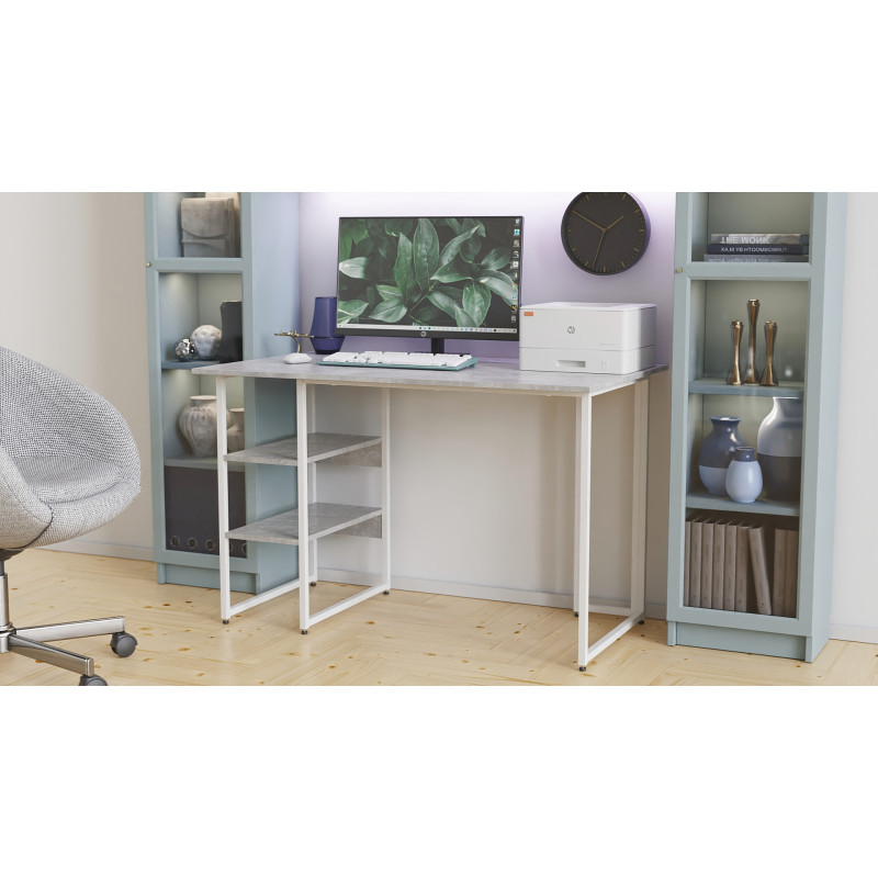 Стіл письмовий Кевін Ferrum-decor 75x140x60 Білий метал ДСП Бетон 16 мм (FRD-106556)