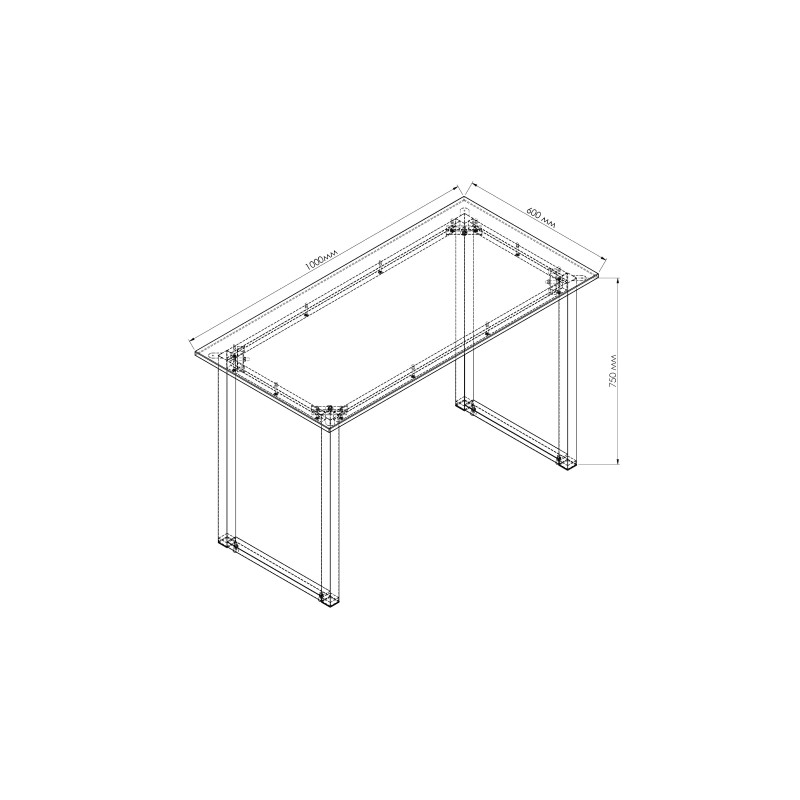 Стіл письмовий Кнап 2 Ferrum-decor 750x1000x600 Чорний метал ДСП Білий 16 мм (FRD-106386)