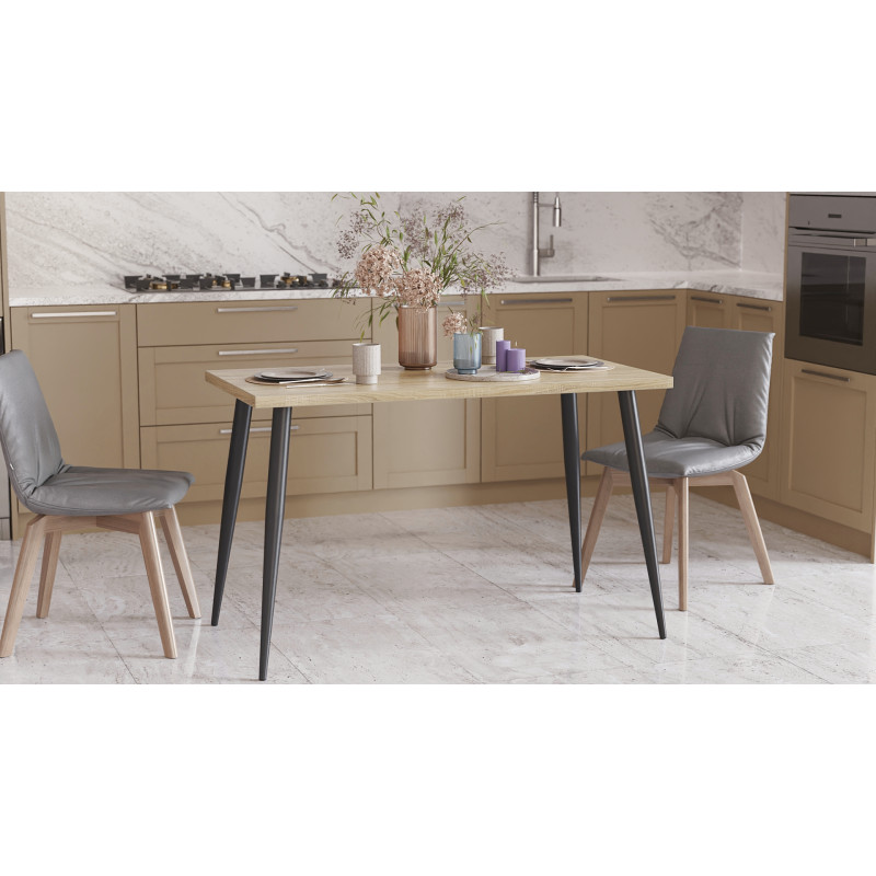 Стол кухонный Марсель 50 Ferrum-decor 75x120x70 Черный металл ДСП Дуб Сонома 32 мм (FRD-106706)