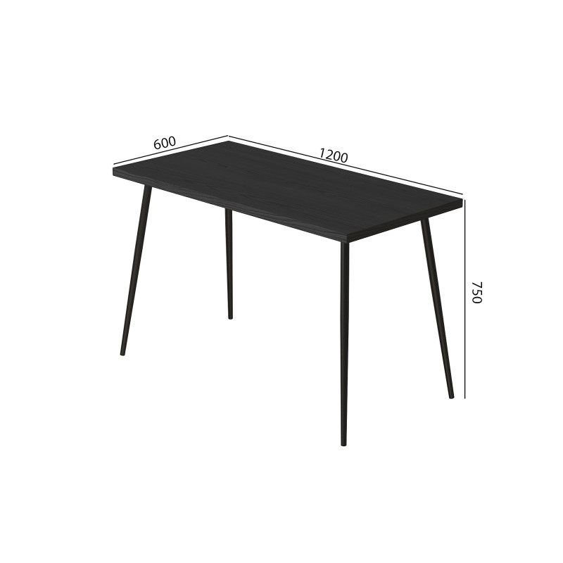 Стол кухонный Марсель 30 Ferrum-decor 75x120x60 Черный металл ДСП Сосна Кембра 32 мм (FRD-106736)