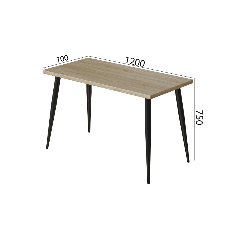 Стол кухонный Марсель 50 Ferrum-decor 75x120x70 Черный металл ДСП Дуб Сонома 32 мм (FRD-106706)
