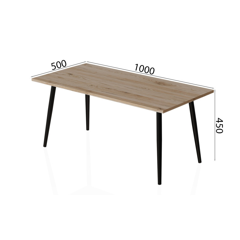 Стіл журнальний Монтана Ferrum-decor 45x100x50 Чорний метал ДСП Дуб Сан-Марино 16 мм (FRD-106716)