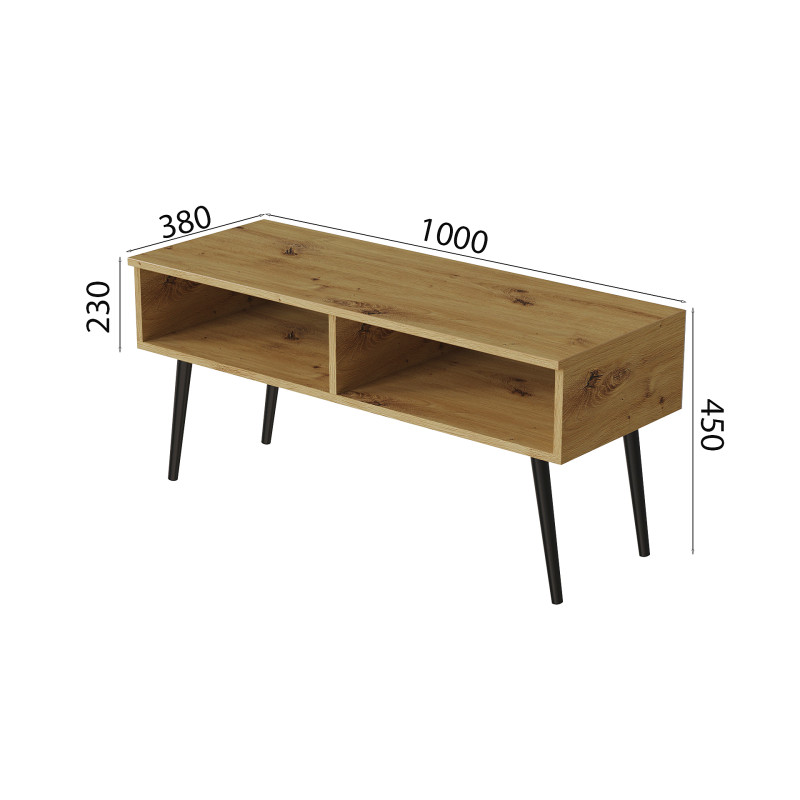 Тумба під ТВ Невада Ferrum-decor 45x100x38 Чорний метал ДСП Дуб Артизан 16 мм (FRD-106726)