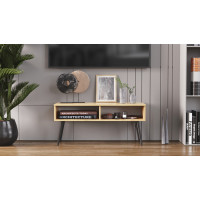 Тумба під ТВ Невада Ferrum-decor 45x100x38 Чорний метал ДСП Дуб Артизан 16 мм (FRD-106726)