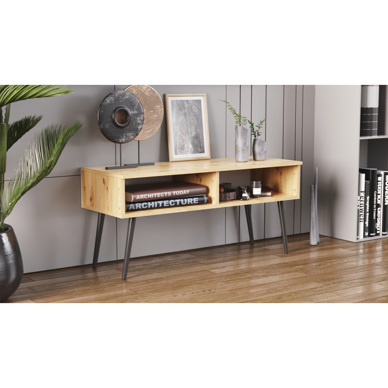 Тумба під ТВ Невада Ferrum-decor 45x100x38 Чорний метал ДСП Дуб Артизан 16 мм (FRD-106726)