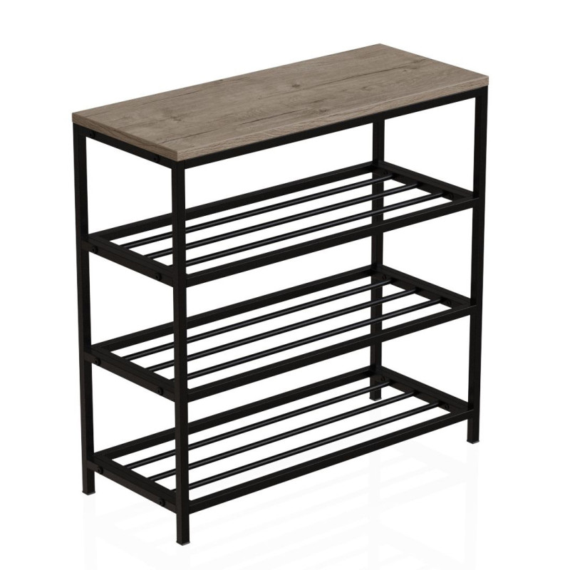 Полиця для взуттяСлайм 3 Ferrum-decor 635x630x260 Чорний метал ДСП Дуб Сан-Маріно 16 мм (FRD-106837)