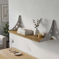 Полиця настінна Ferrum-decor Ханді 2 240x700x240 метал Білий ДСП Дуб Артизан 16 мм (FRD-102608)