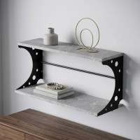 Полка настенная Ferrum-decor Букин 330x500x240 металл Черный ДСП Бетон16 мм (FRD-102848)