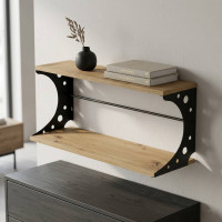 Полка настенная Ferrum-decor Букин 330x600x240 металл Черный ДСП Дуб Артизан 16 мм (FRD-102868)