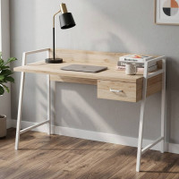 Письмовий стіл Ferrum-decor Комфорт 750x1200x600 Білий метал ДСП Дуб Сан-Марино 32 мм (FRD-103458)