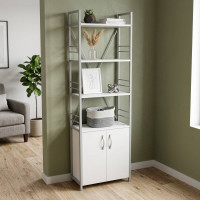 Етажерка 4/60 Ferrum-decor Серії Конект із тумбою 179x60x28 Сірий ДСП Біле (FRD-104498)