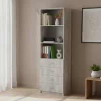 Шкаф Анжело Ferrum-decor на 3 полки с 4 ящика 1900x600x380 ДСП Бетон 16 мм (FRD-104988)