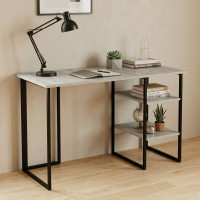 Стол письменный Кевин Ferrum-decor 75x140x70 Черный металл ДСП Бетон 32 мм (FRD-106576)