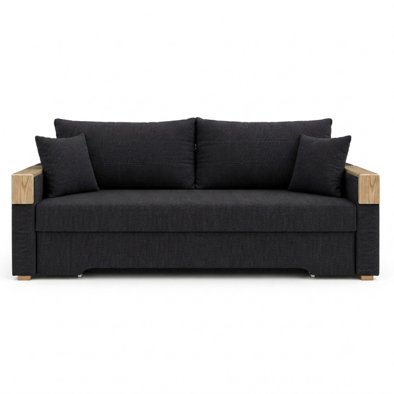 Ортопедичний розкладний диван Мекко Reston 2250×960 Pocket Spring Cocos III категорія Austin 21 Black (MEK-161183)