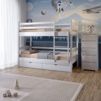 Двоярусне дитяче ліжко Mebigrand Бай-Бай Білий (RAL9003) 90х190 см з ящиками (MBG-15452)