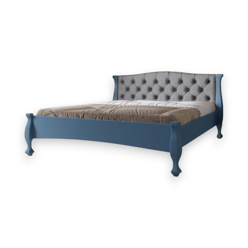 Полуторне дерев'яне ліжко Mebigrand Равенна Р3 Сіро-синій (S7010R90B)/Аляска 93 (Сірий) 120х200 см (MBG-21681)