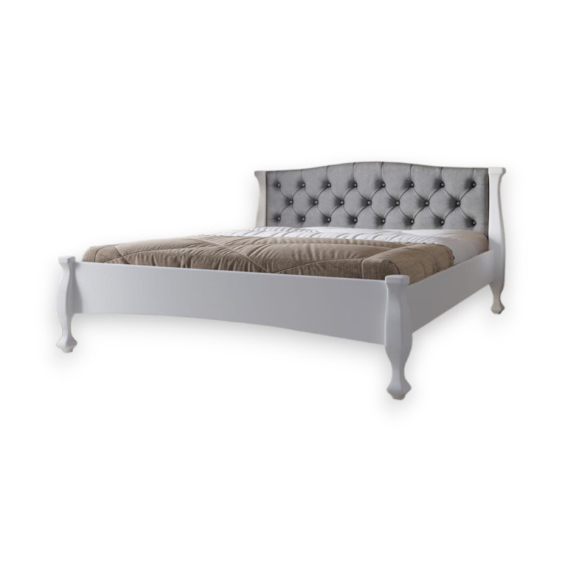 Двоспальне дерев'яне ліжко Mebigrand Равенна Р3 Білий (RAL9003)/Аляска 93 (Сірий) 180х190 см (MBG-21764)