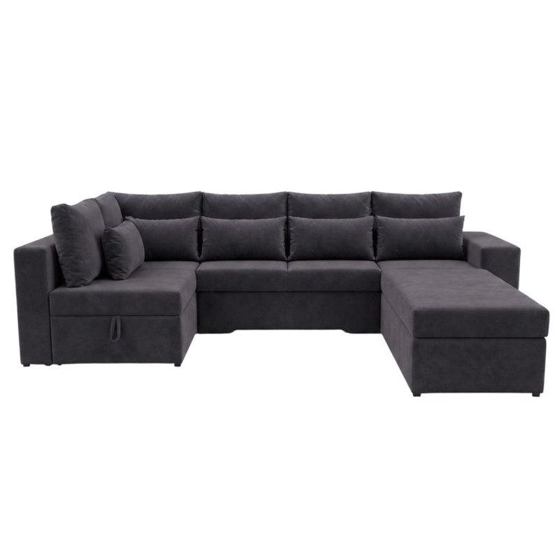 Кутовий ортопедичний диван Мекко Chester II 3400х1800 + пуф 1340х680 Lux II категорія Allure Premium Dark Grey (MEK-161703)