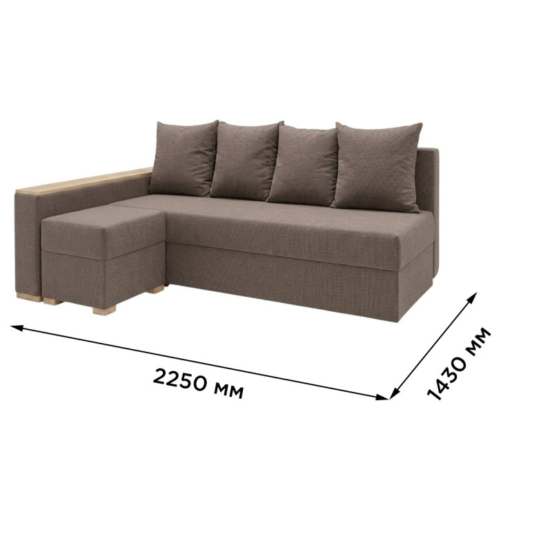 Кутовий ортопедичний диван Мекко Cube 2250х1430 Bonel Standart Hard Plus I категорія Riviera 002 (MEK-161533)