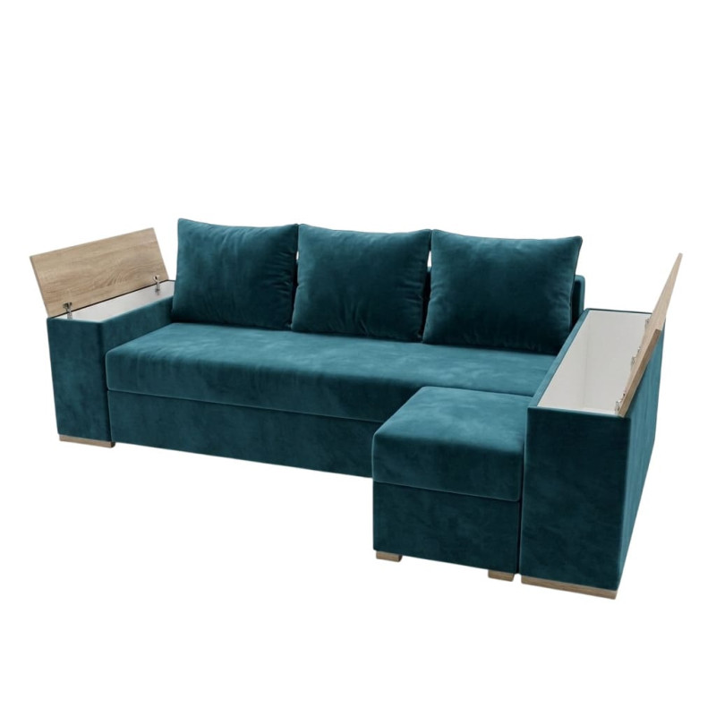 Кутовий ортопедичний диван Мекко Cube Comfort 2650x1600 Bonel Standart Hard Plus IІ категорія Allure Premium Aqua (MEK-161753)