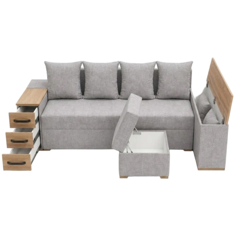 Кутовий ортопедичний диван Мекко Cube Shuttle 2600x1430 Pocket Spring Cocos IV категорія Bestseller White Sand (MEK-161142)