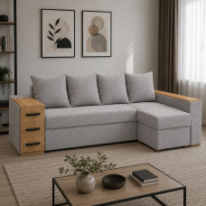 Кутовий ортопедичний диван Мекко Cube Shuttle 2600x1430 Pocket Spring Cocos IV категорія Bestseller White Sand (MEK-161142)