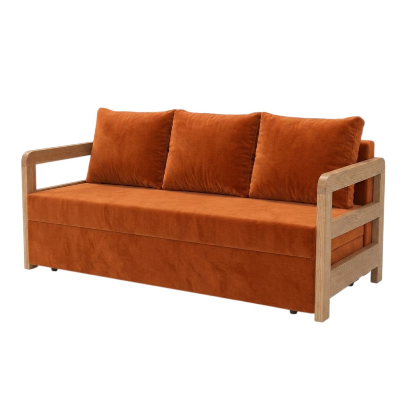 Ортопедичний диван Мекко Orion 2100×960 мм масив червоного дуба Gold II категорія Allure Premium Orange (MEK-161693)