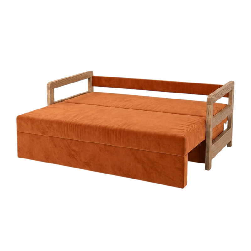 Ортопедичний диван Мекко Orion 2100×960 мм масив червоного дуба Gold II категорія Allure Premium Orange (MEK-161693)