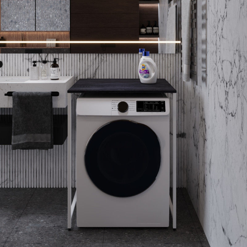Стелаж-полиця Бафрум 401 Ferrum-decor для пральної машини 90x70,5x60,5 Білий метал ДСП Каштан Арвадонна 16 мм (FRD-107580)