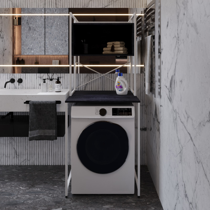 Стелаж-полиця Бафрум 403 Ferrum-decor для пральної машини 178x70,5x60,5 Білий метал ДСП Каштан Арвадонна 16 мм (FRD-107600)