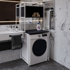 Стелаж-полиця Бафрум 403 Ferrum-decor для пральної машини 178x70,5x60,5 Білий метал ДСП Каштан Арвадонна 16 мм (FRD-107600)