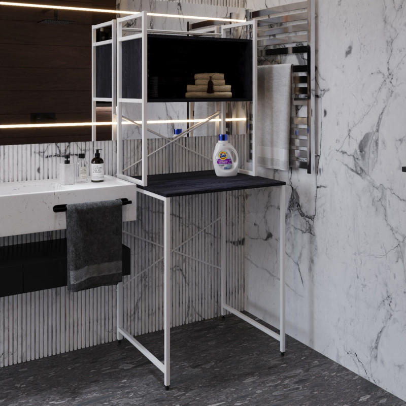 Стелаж-полиця Бафрум 403 Ferrum-decor для пральної машини 178x70,5x60,5 Білий метал ДСП Каштан Арвадонна 16 мм (FRD-107600)