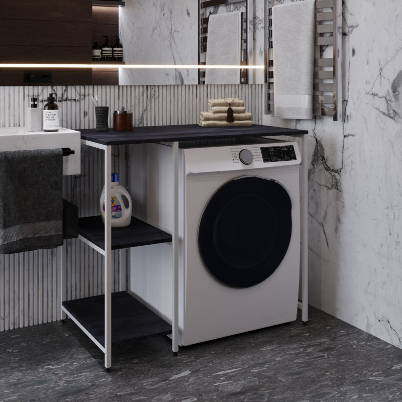 Стелаж-полиця Бафрум 405 Ferrum-decor для пральної машини 90x101x60,5 Білий метал ДСП Каштан Арвадонна 16 мм (FRD-107620)