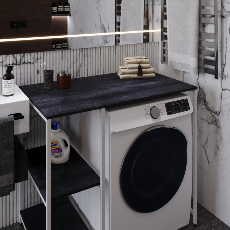 Стелаж-полиця Бафрум 405 Ferrum-decor для пральної машини 90x101x60,5 Білий метал ДСП Каштан Арвадонна 16 мм (FRD-107620)