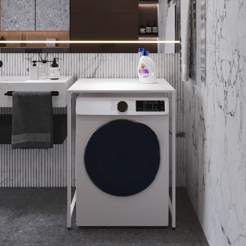 Стелаж-полиця Бафрум 401 Ferrum-decor для пральної машини 90x70,5x60,5 Білий метал ДСП Білий 16 мм (FRD-107360)