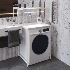 Стелаж-полиця Бафрум 402 Ferrum-decor для пральної машини 133,5x70,5x60,5 Білий метал ДСП Білий 16 мм (FRD-107370)