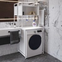 Стелаж-полиця Бафрум 403 Ferrum-decor для пральної машини 178x70,5x60,5 Білий метал ДСП Білий 16 мм (FRD-107380)