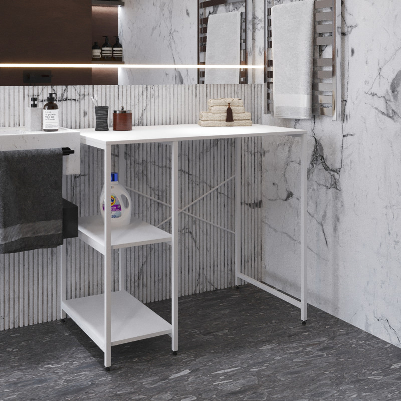 Стелаж-полиця Бафрум 405 Ferrum-decor для пральної машини 90x101x60,5 Білий метал ДСП Білий 16 мм (FRD-107400)