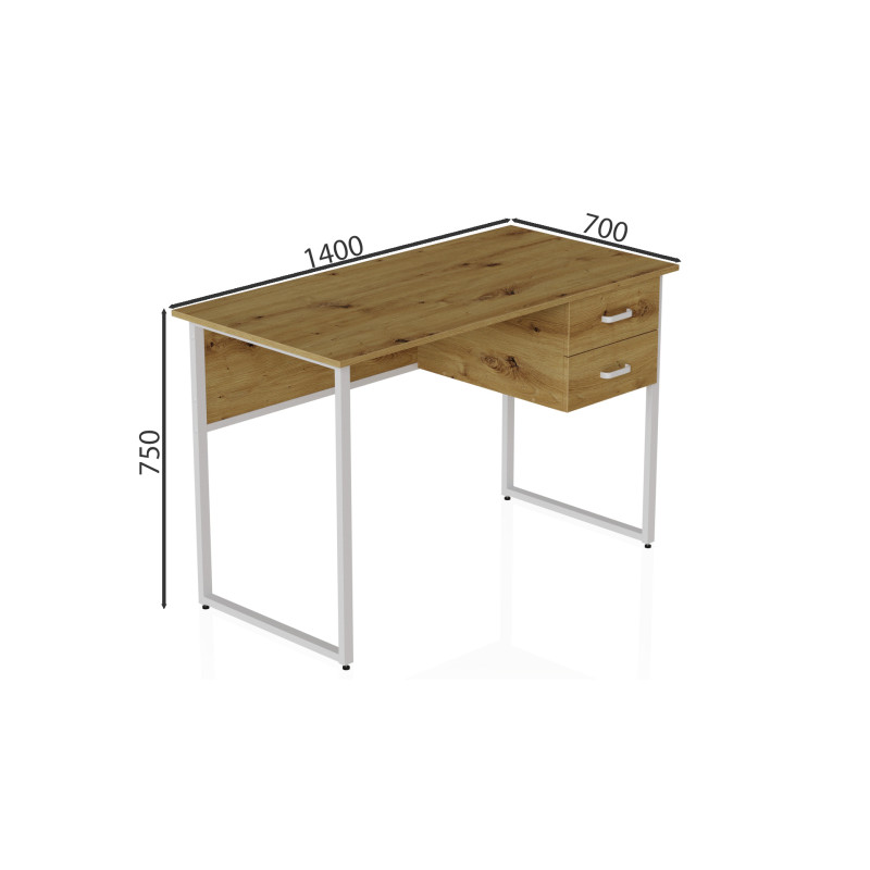 Комп'ютерний стіл Ferrum-decor Дакота 75x140x70 білий ДСП Дуб Артизан 32 мм (FRD-107280)