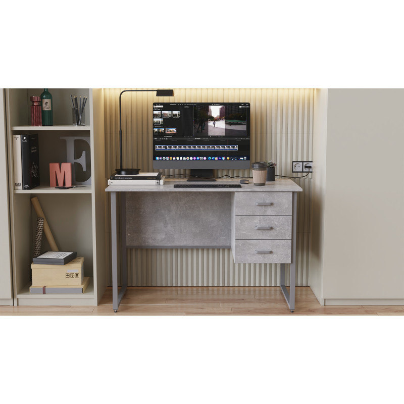 Комп'ютерний стіл Ferrum-decor Гаррі 75x120x60 сірий ДСП Бетон 16 мм (FRD-107290)