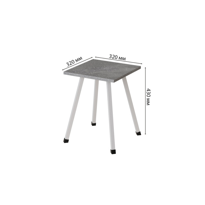 Табурет Ferrum-decor 430x320x320 Білий метал ДСП Бетон 16 мм (FRD-106920)
