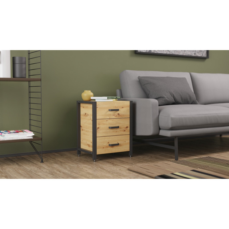 Тумба універсальна Ferrum-decor Вів'єн 3 50x41x40 чорний ДСП Дуб Артизан 16 мм (FRD-106870)