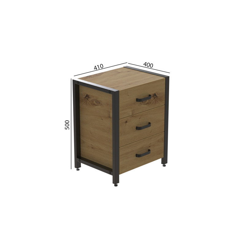 Тумба універсальна Ferrum-decor Вів'єн 3 50x41x40 чорний ДСП Дуб Артизан 16 мм (FRD-106870)