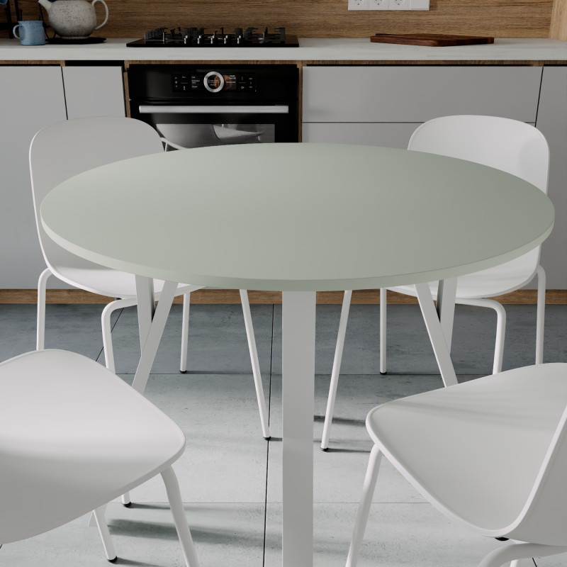 Круглий стіл MARSI 4 870-4 ніжки конусні Ferrum-decor 750x870x870 Білий метал ДСП Кашемір 16 мм (FRD-107530)