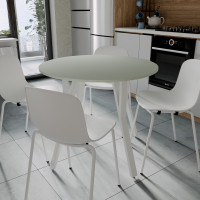 Круглий стіл MARSI 4 870-4 ніжки конусні Ferrum-decor 750x870x870 Білий метал ДСП Кашемір 16 мм (FRD-107530)